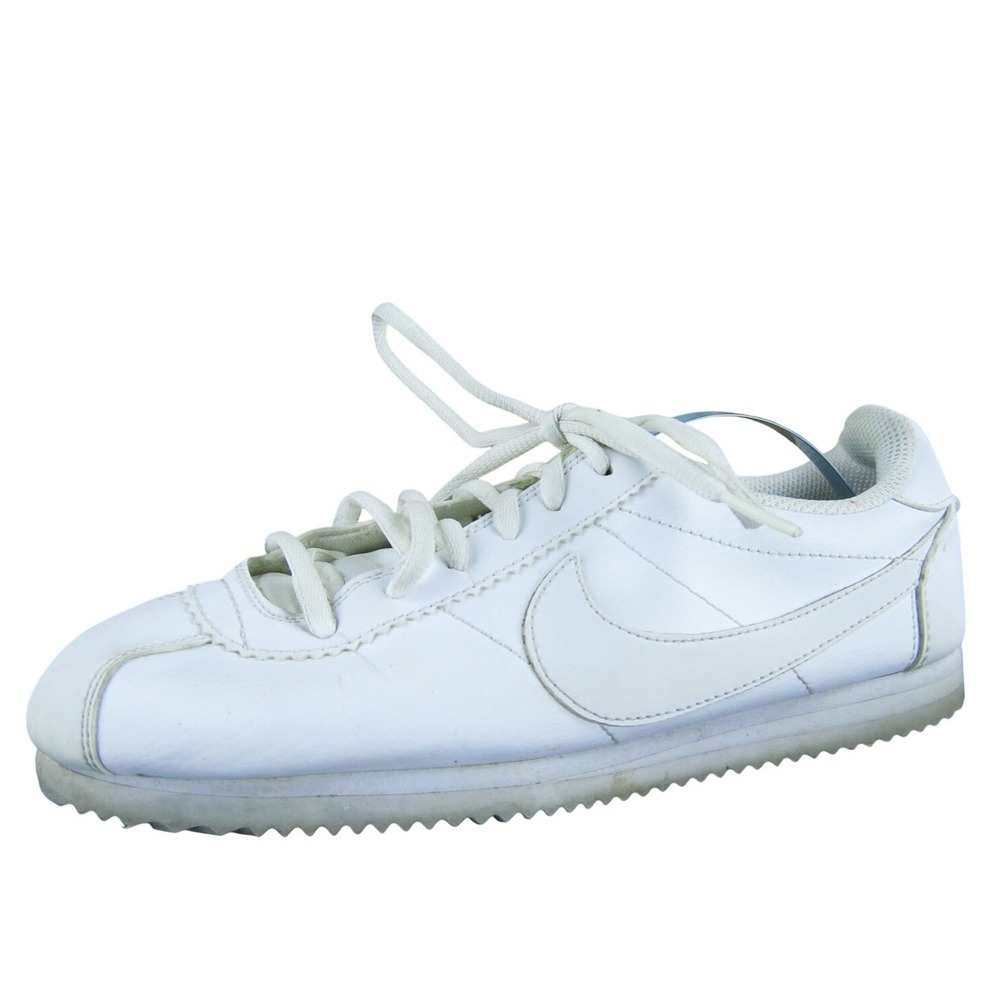 Nike Sneaker Cortez Wolf Grey Girl Y 6 Medium Athletic White Synthetic Lace Up